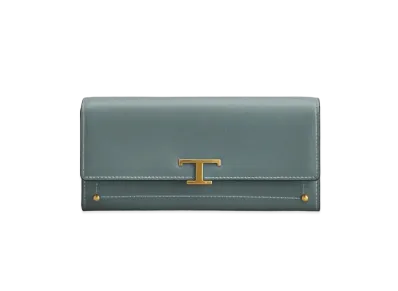 TOD'S T Timeless Wallet In Leather "Blue"