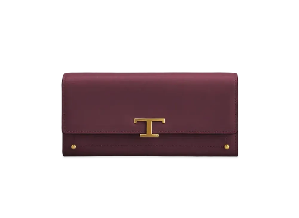 TOD'S T Timeless Wallet In Leather "Red"