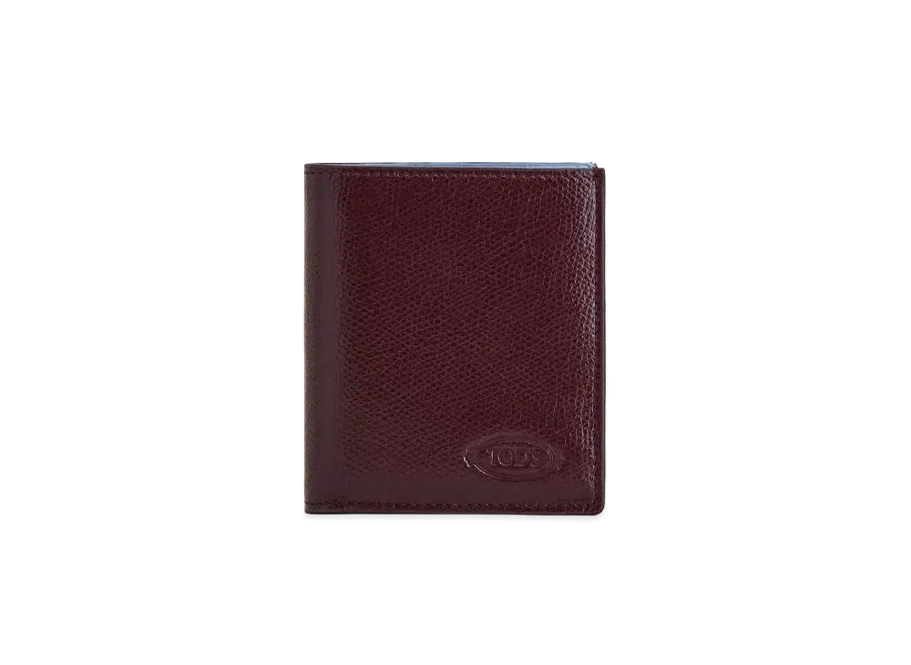 TOD'S Wallet In Leather "Burgundy/Light Blue"