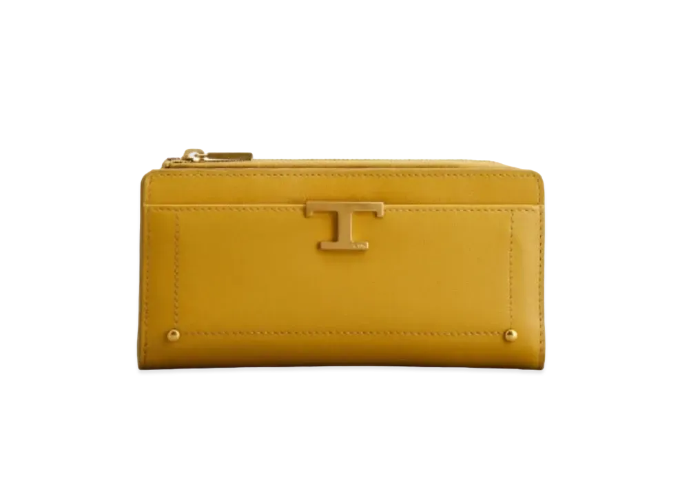 TOD'S T Timeless Wallet In Leather "Yellow"