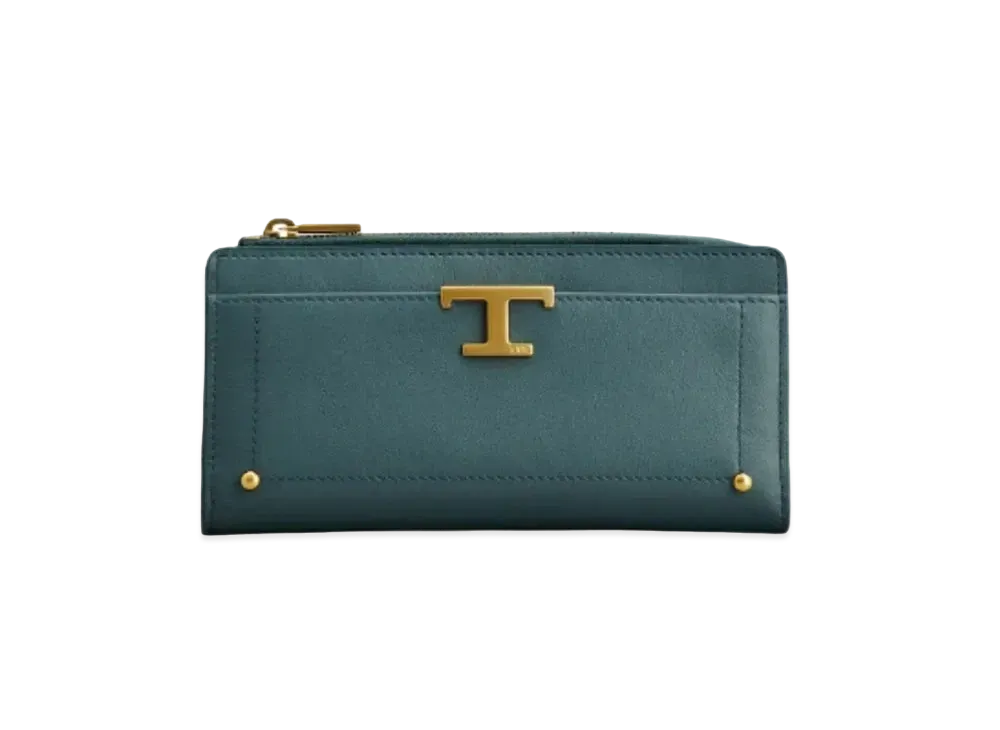TOD'S T Timeless Wallet In Leather "Blue"
