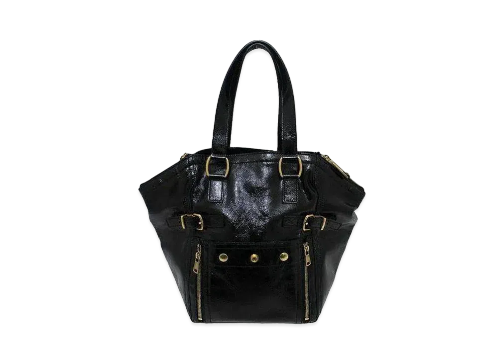 Saint Laurent Rive Gauche Enamel Handle Bag "Black"