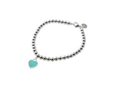 Tiffany & Co Return to Tiffany Blue Heart Tag Beads Bracelet 4mm "Silver"