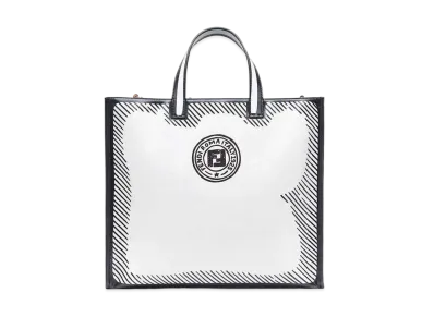 FENDI Shopper Canvas Tote Bag "White"