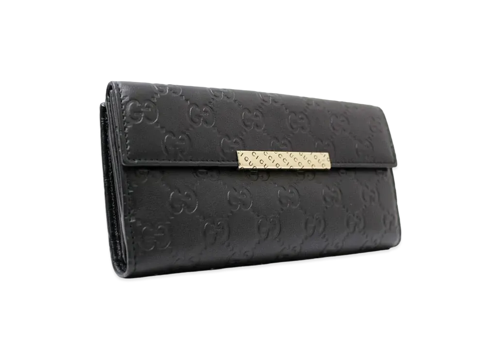 GUCCI Guccissima W Hook Leather Wallet "Black"