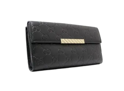 GUCCI Guccissima W Hook Leather Wallet "Black"