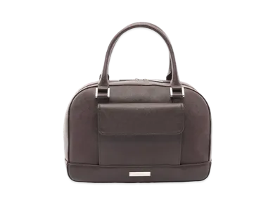 Burberry Leather Boston Handle Bag "Dark Brown"