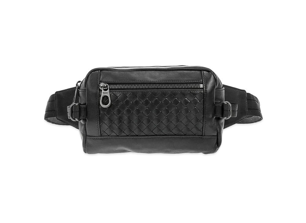ボッテガ ヴェネタ イントレチャート ウエストバッグ "ブラック" 548220-VQ129-1000