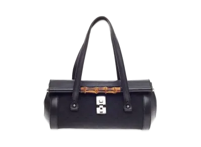 GUCCI GG Canvas Bamboo Bullet Bag "Black"