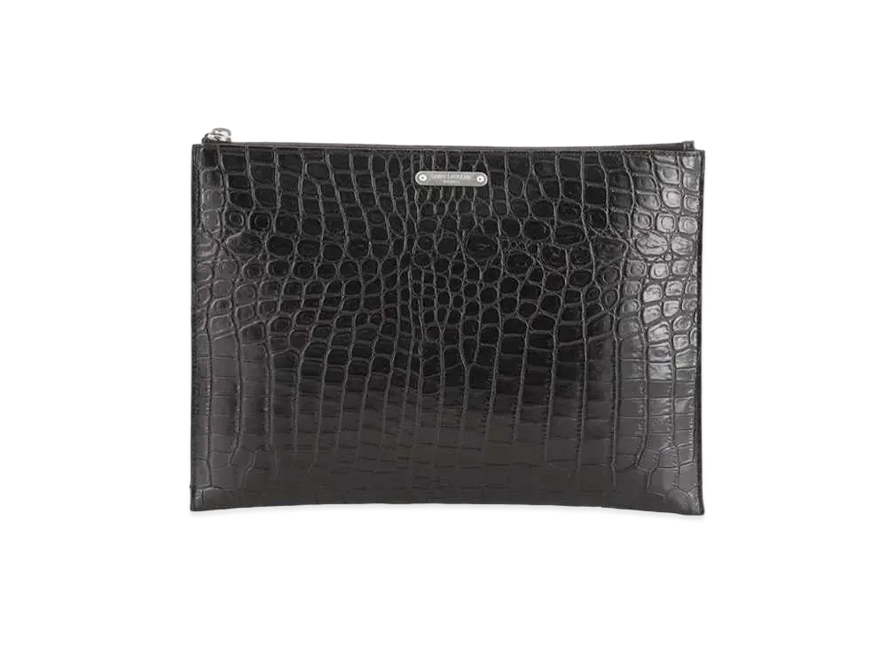 Saint Laurent Emboss Leather Clutch Bag "Black"