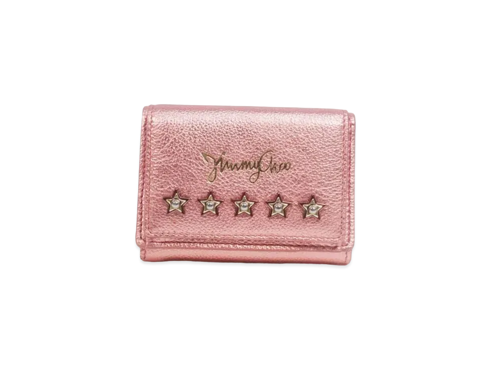 ジミーチュウ ウォレット 三つ折り財布 "メタリックピンク"