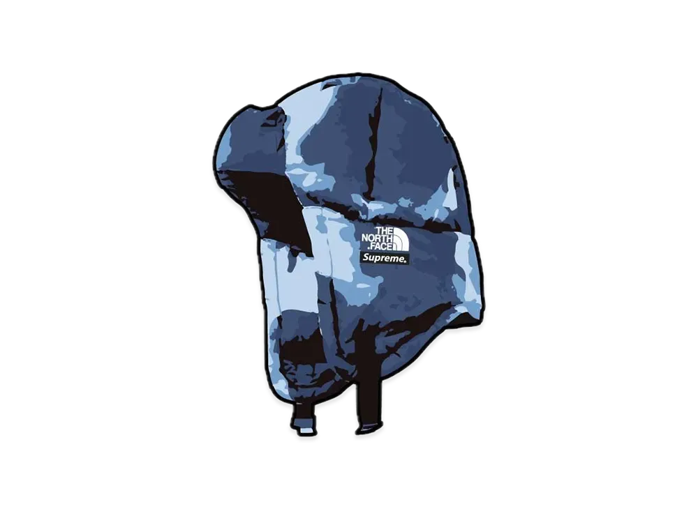 Supreme x The North Face Bleached Denim Print Nuptse Trooper "Indigo"