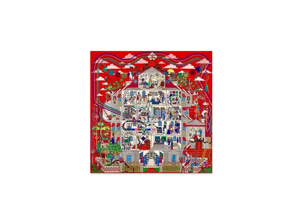 Hermes Kashisil 140 La Maison de Carres "Red"