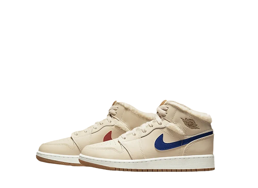 ナイキ GS エアジョーダン1 ミッド "フリース パール ホワイト"