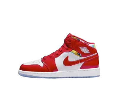 ナイキ GS エアジョーダン1 ミッド "バルセロナ セーター レッド パテント"