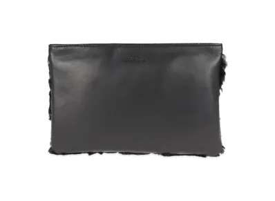 LOEWE Leather Fur Clutch Bag "Black"
