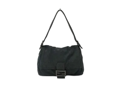 FENDI Cotton Canvas Shoulder Bag "Gray"