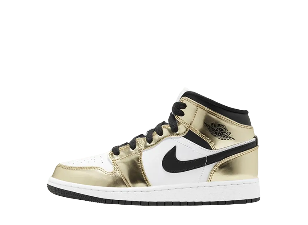 ナイキ GS エアジョーダン1 ミッド "メタリックゴールド ブラック ホワイト"