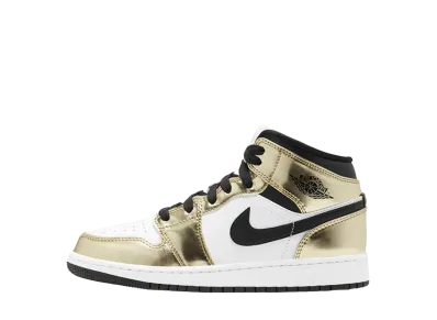 ナイキ GS エアジョーダン1 ミッド "メタリックゴールド ブラック ホワイト"