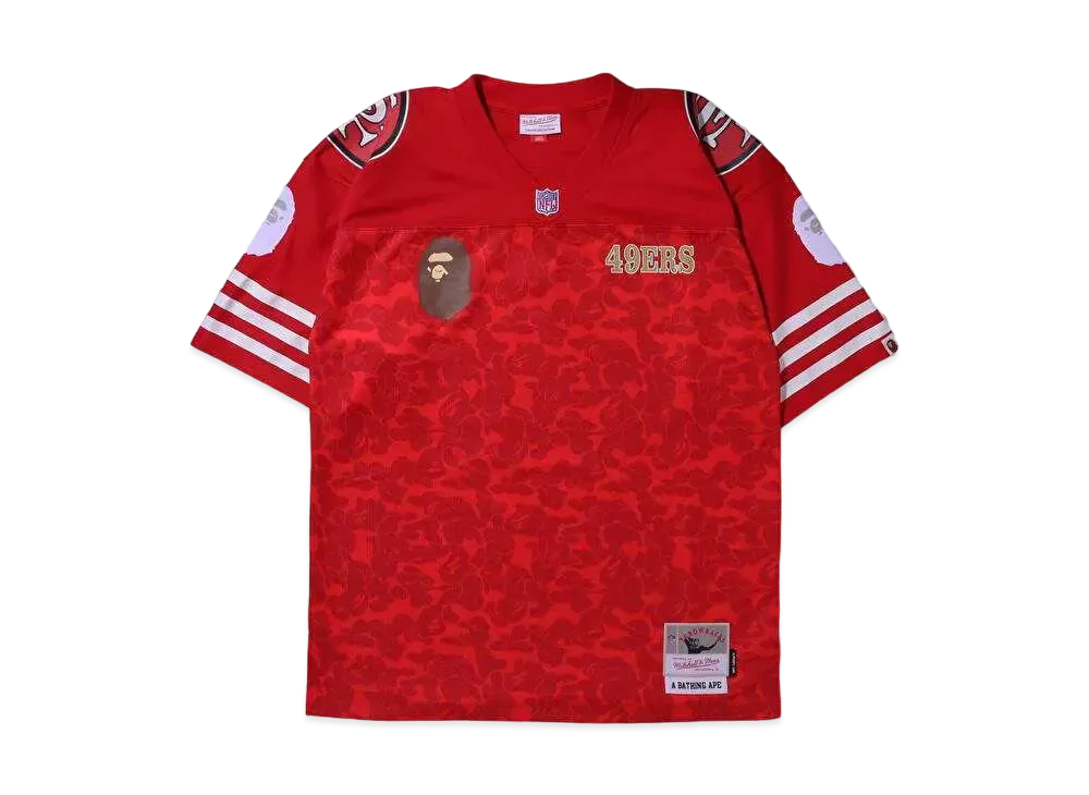 A BATHING APE X M&N NFL SAN FRANCISCO 49ERS LEGACY JERSEY "Red"