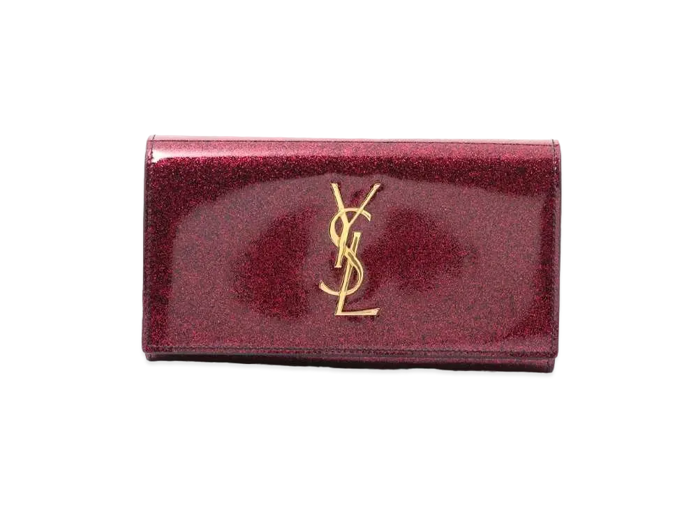 Saint Laurent Logo Enamel Wallet "Pink Gold"