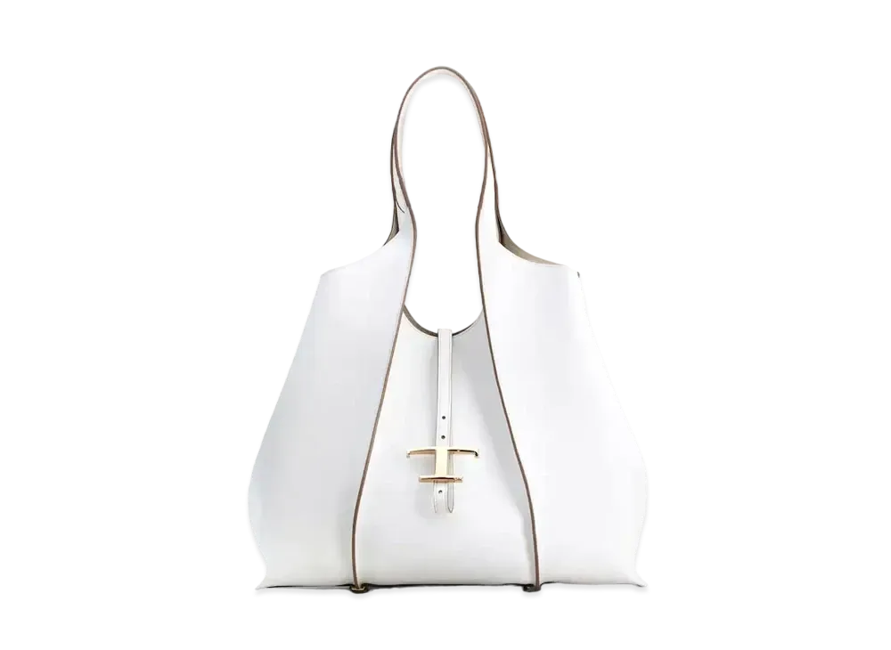 TOD'S Timeless Shopping Bag In Leather Medium "White"