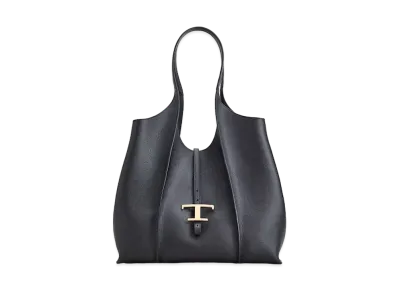 TOD'S Timeless Shopping Bag In Leather Medium "Black"