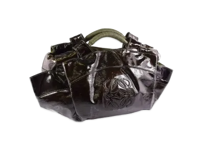 LOEWE Patent Leather Nappa Aire Handle Bag "Olive"