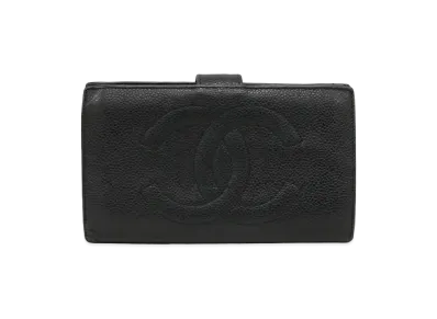 CHANEL Caviar Skin Coco Mark Wallet "Black"