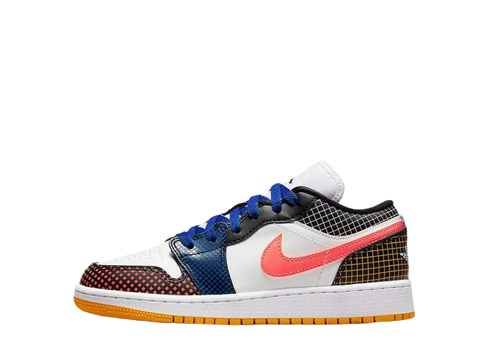 ナイキGS エアジョーダン 1ロー "MMD マルチカラー グリッド"