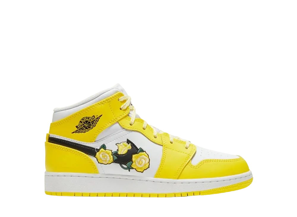 Nike GS Air Jordan 1 Mid "Dynamic Yellow Floral"