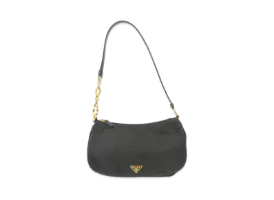 PRADA Nylon Leather Shoulder Bag "Black"