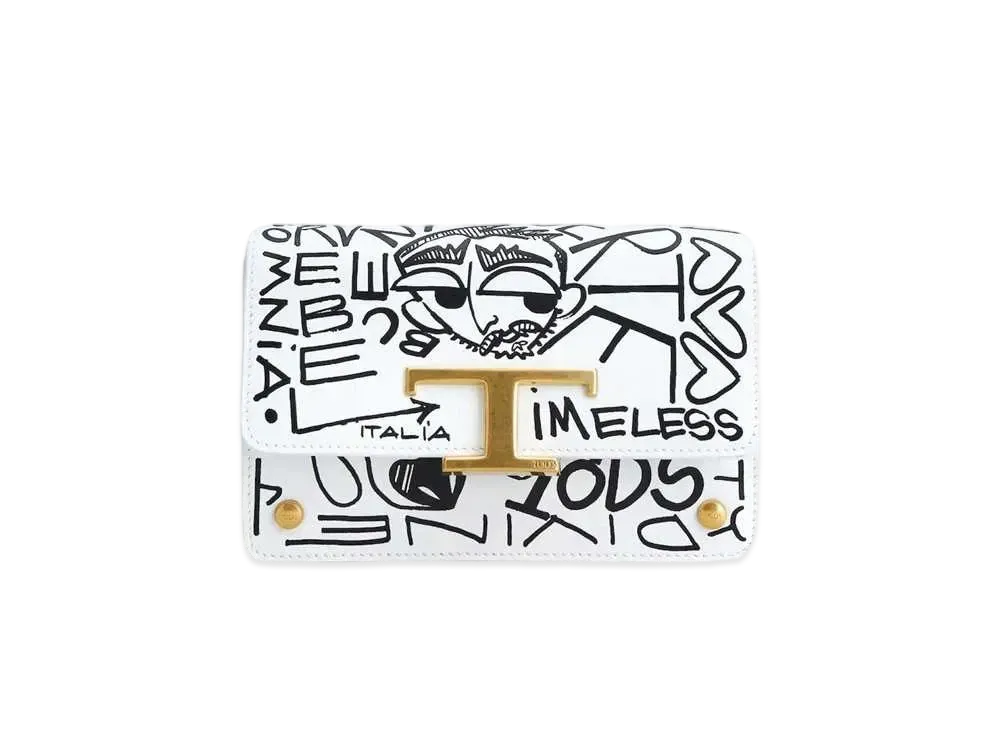 TOD'S T Timeless Leather Belt Bag Micro "White/Black"