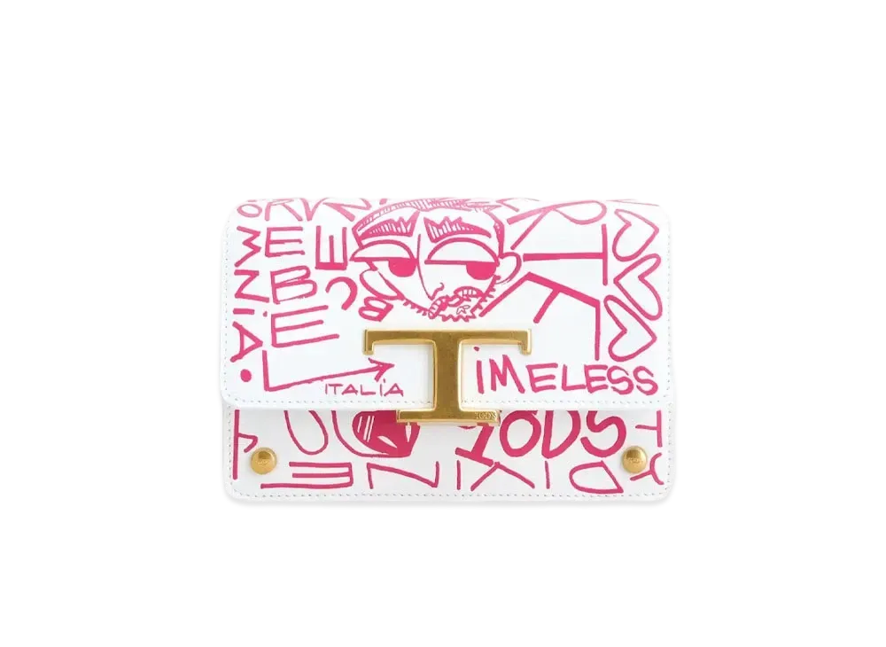 TOD'S T Timeless Leather Belt Bag Micro "White / Pink"