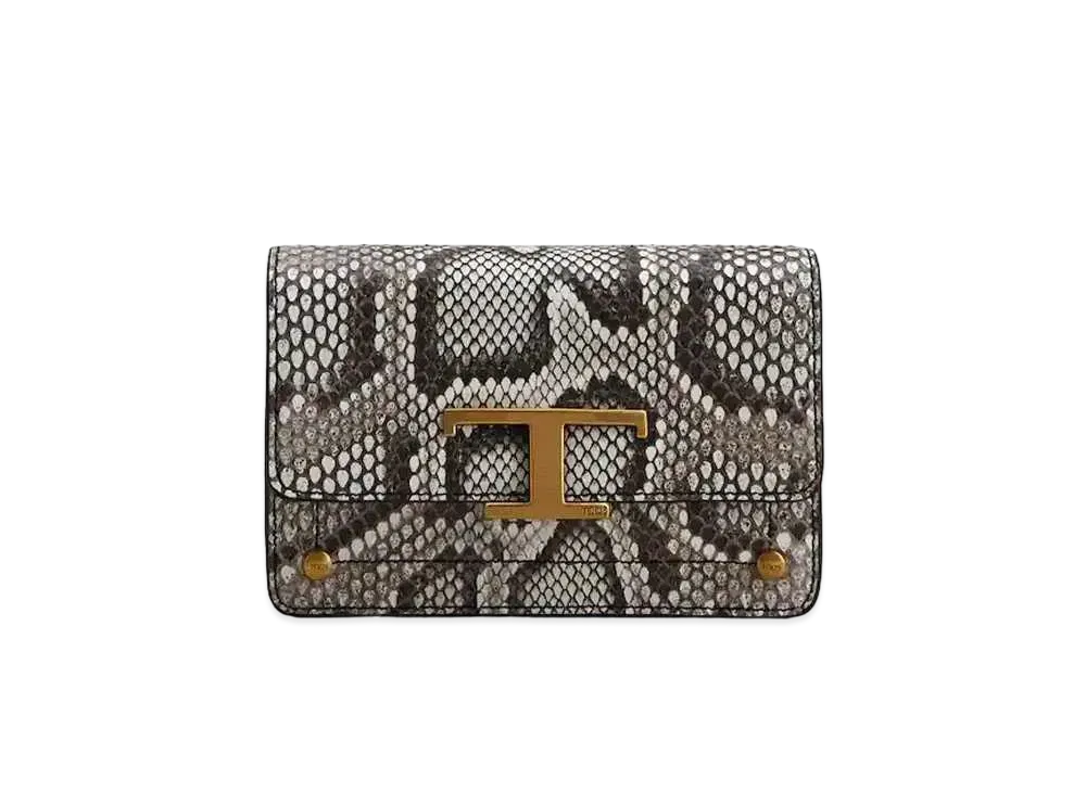 TOD'S Python T Timeless Belt Bag Micro "Brown / Beige"