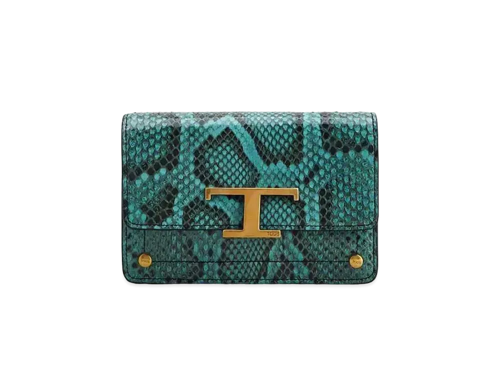 TOD'S Python T Timeless Belt Bag Micro "Light Blue"