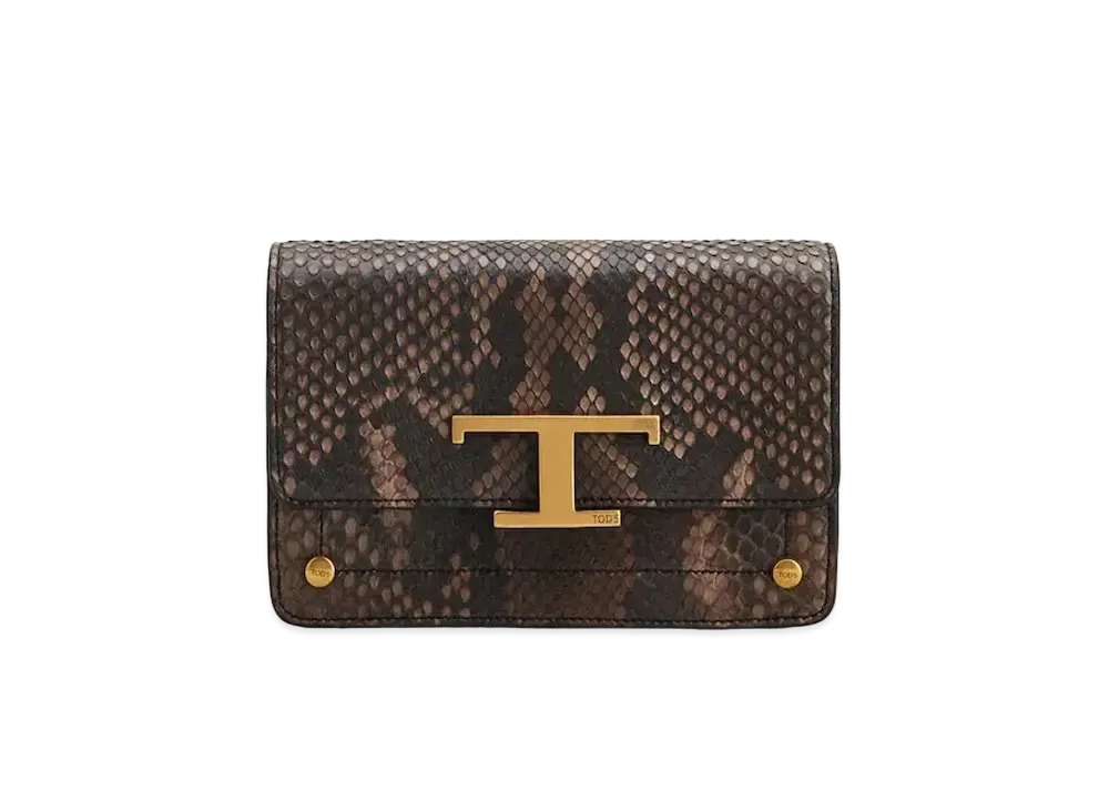 TOD'S Python T Timeless Belt Bag Micro "Brown"