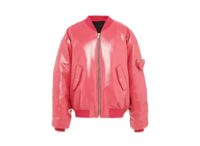 PRADA Oversize Nappa Leather Bomber Jacket "Pink"