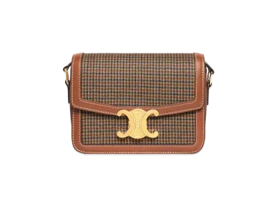 CELINE Teen Triomphe Bag / Tweed & Calfskin "Beige/Tan"