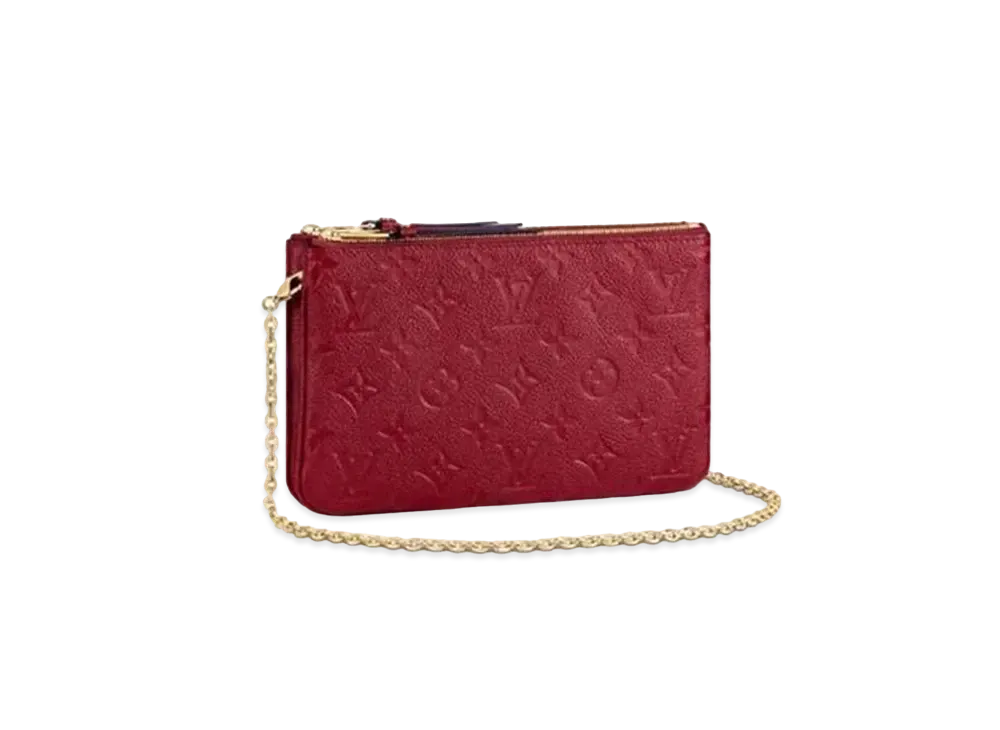 Louis Vuitton Monogram Empreinte Leather Pochette Double Zip "Cherry Berry"