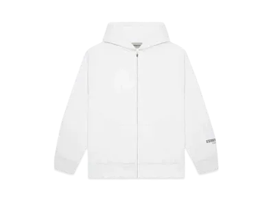 FEAR OF GOD ESSENTIALS 3D Silicon Applique Full Zip Up Hoodie "White"