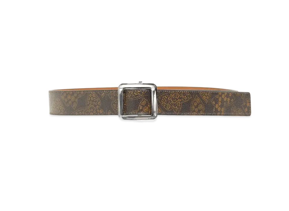 Needles SQUARE BUCKLE BELT - PAPILLON PVC "Brown"