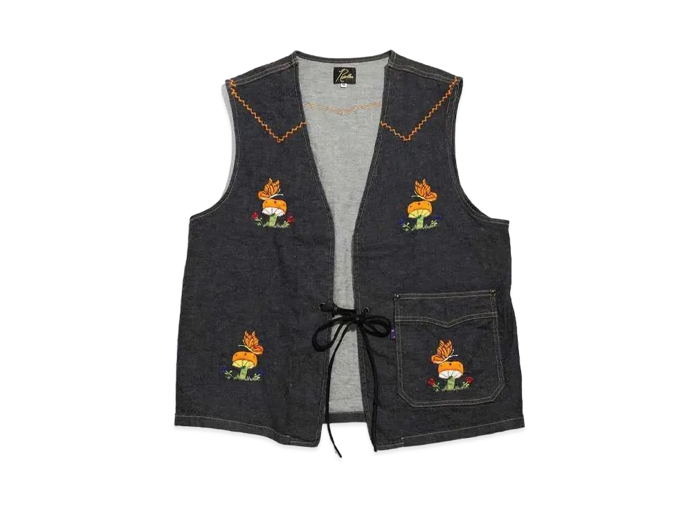 Needles P&M EMB. VEST - 10.5OZ C/L/PU DENIM "Indigo"