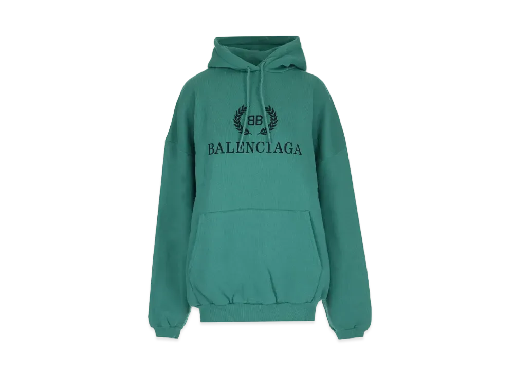 バレンシアガ ロゴプリント フーデッド スウェットシャツ "グリーン"