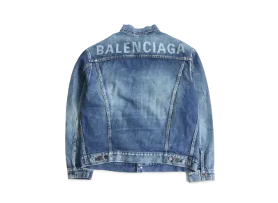 BALENCIAGA 18SS Back Logo Clash Denim Jacket "Blue"