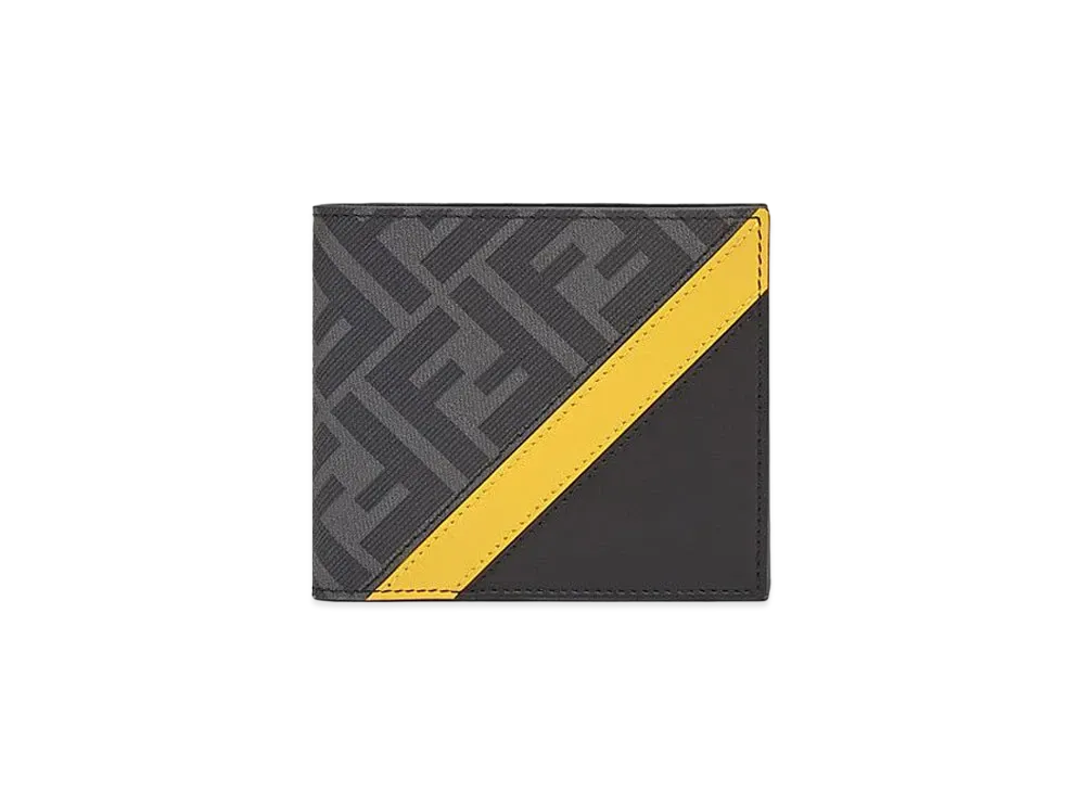 FENDI Gray Fabric Wallet "Yellow"