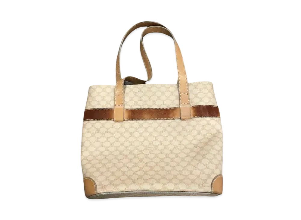 CELINE Macadam PVC Leather Tote Bag "Beige"