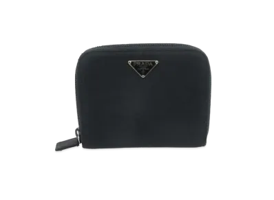 PRADA Nylon Compact Zip Wallet "Black"