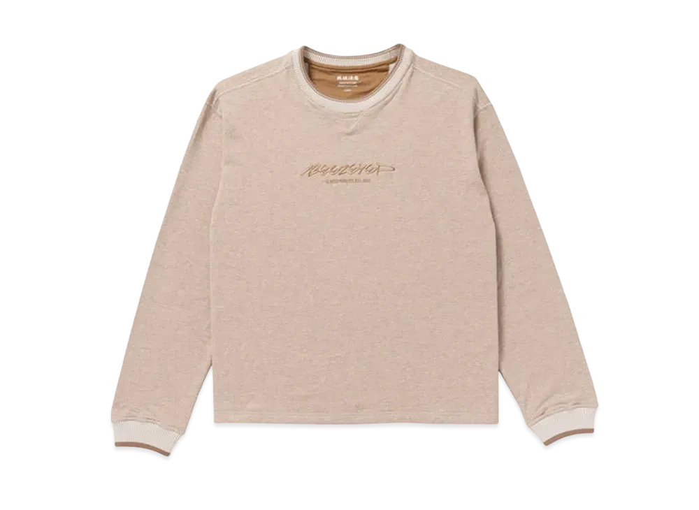 BlackEyePatch BEEZ-EYE-P SCRIPT LOGO LIGHT-WEIGHT CREW SWEAT "Brown"