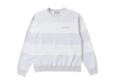 BlackEyePatch ROYAL SCRIPT BORDERED CREW SWEAT "Ash/White"